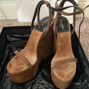 YSL suede wedges 🤎
